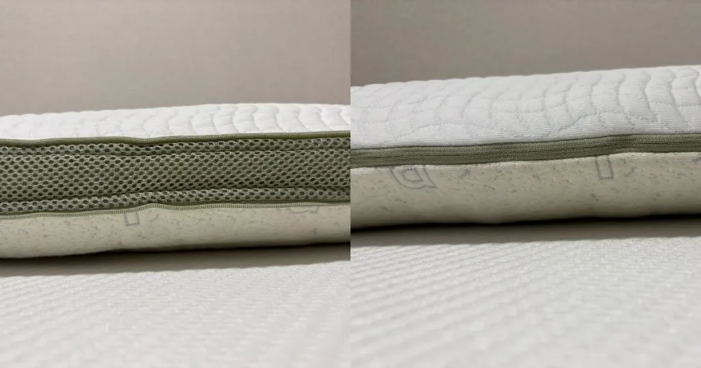 左はファスナーを開けたやわらか仕様、右は閉じたかため仕様